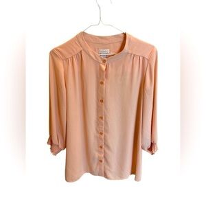 CHICOS Blouse Soft Weave Tawny Top Pillowy Peach 3/4 Sleeves Size Medium